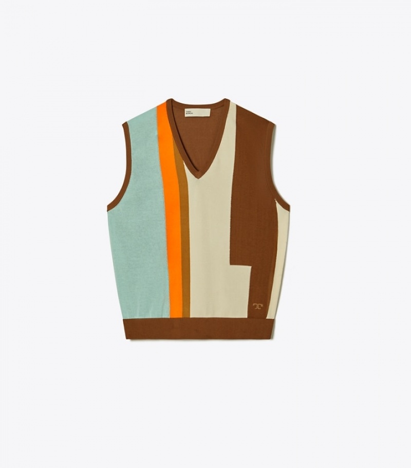 Tory Burch Colorblock Tröja Väst Dam | VRZNMSI-51