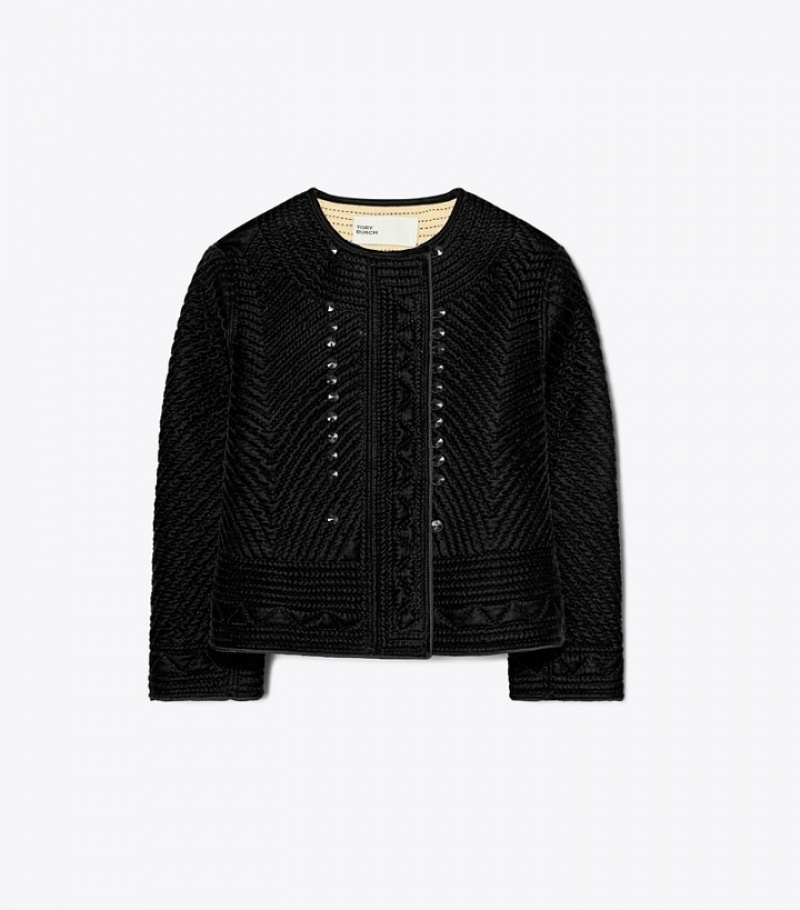 Tory Burch Iridescent Velvet Quiltad Jackets & Outerwear Dam | SWZBYJG-13
