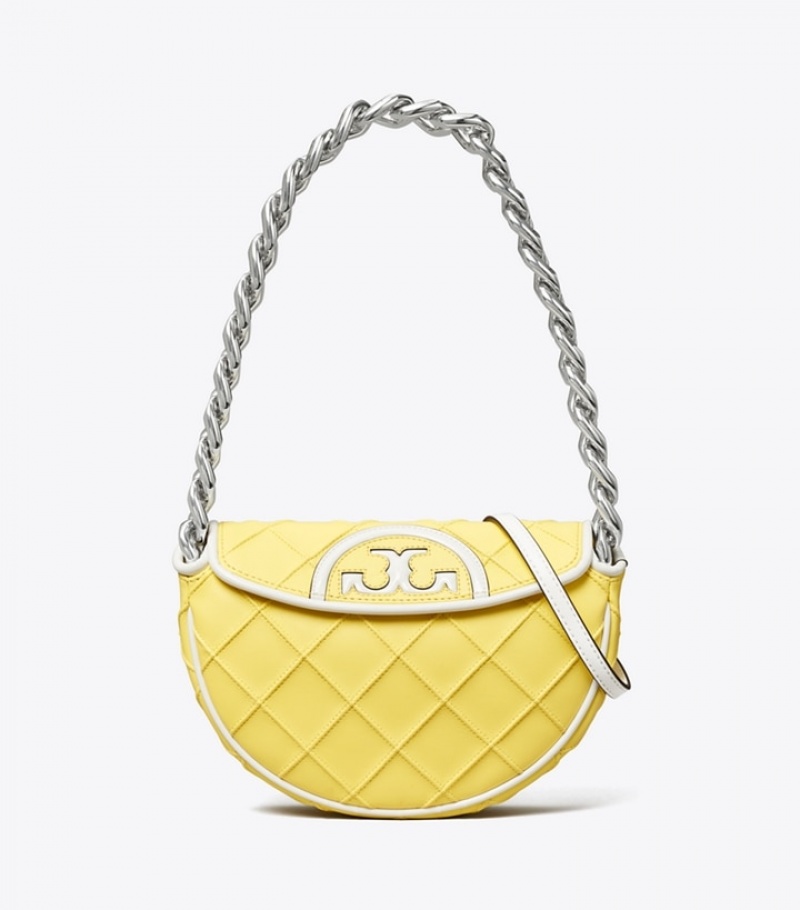 Tory Burch Mini Fleming Soft Lack Border Crescent Bags Dam | RATKXIF-03
