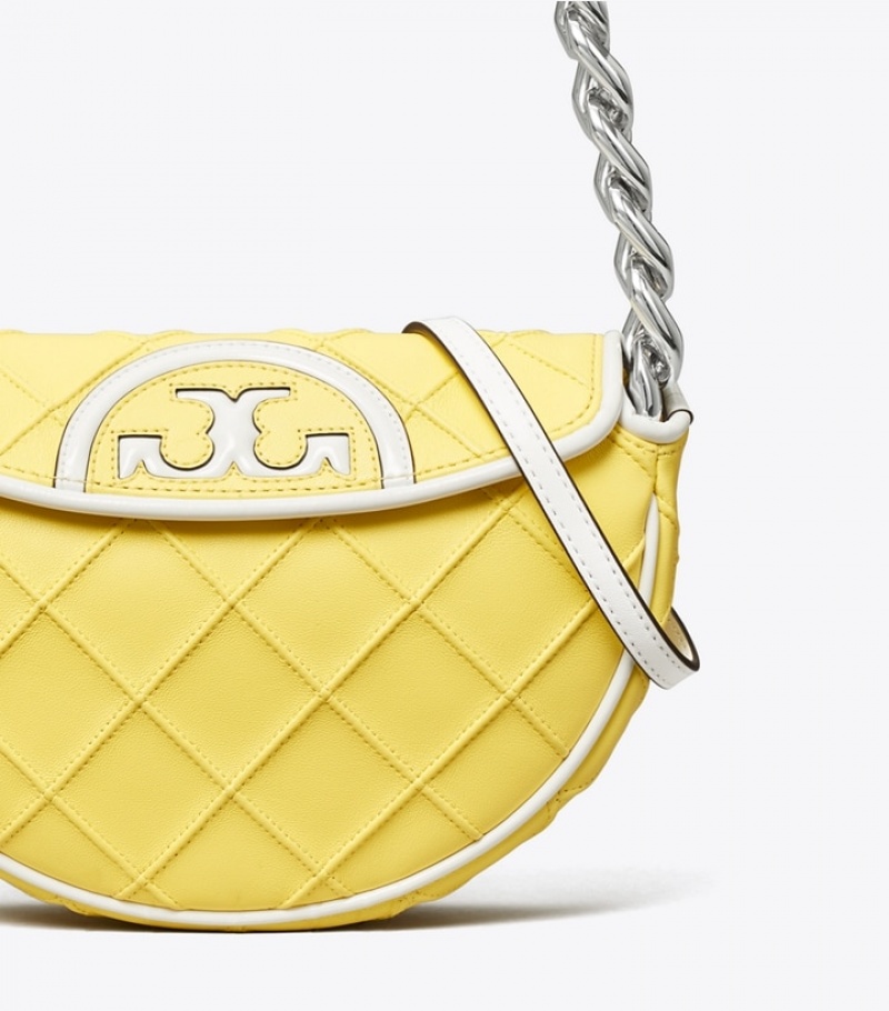 Tory Burch Mini Fleming Soft Lack Border Crescent Bags Dam | RATKXIF-03