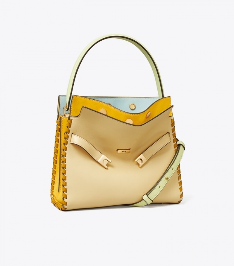 Tory Burch Small Lee Radziwill Whipstitch Double Satchel Väska Dam | EAYGQNW-97