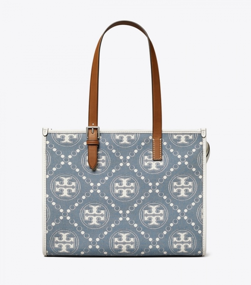 Tory Burch Small T Monogram Denim Toteväska Dam | LETWNAR-24