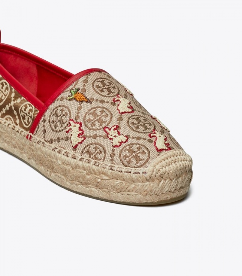 Tory Burch T Monogram Rabbit Embroidered Espadriller Dam | KUYTAFG-47