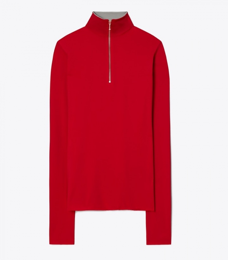 Tory Burch Zip Front Long-sleeve Jersey Tops & Shirts Dam | KIMQAVG-67